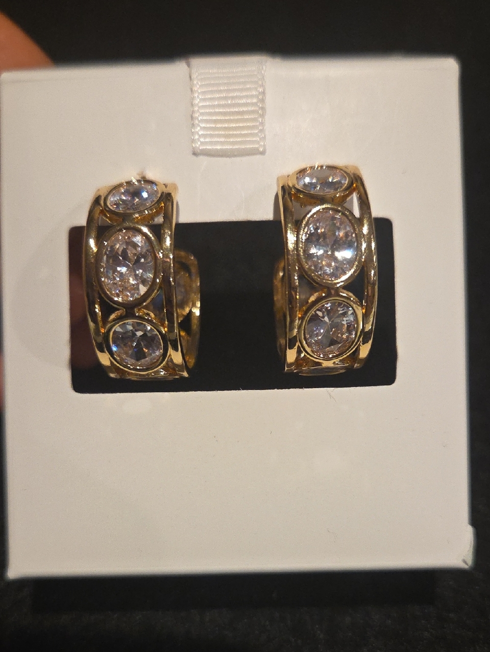 Piper Gold Hoop Earrings with Clear Stones